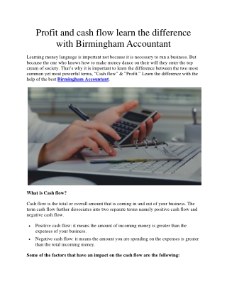 Profit and cash flow learn the difference with Birmingham Accountant