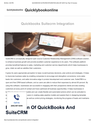 QUICKBOOKS SUITECRM INTEGRATION (844) 807-0255
