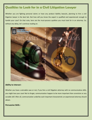 Qualities to Look for in a Civil Litigation Lawyer
