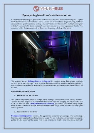 Eye-opening benefits of a dedicated server