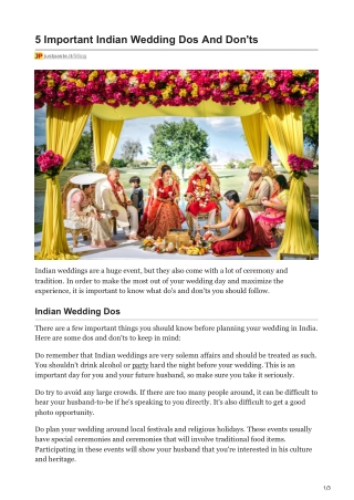 5 Important Indian Wedding Dos And Donts