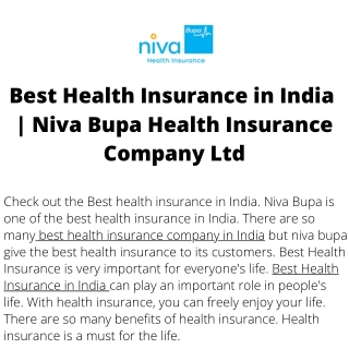 Best Health Insurance in India   Niva Bupa Health Insurance Company Ltd