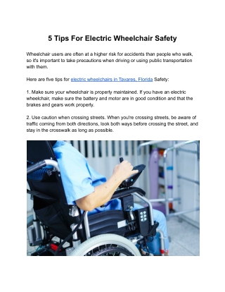 5 Tips For Electric Wheelchair Safety