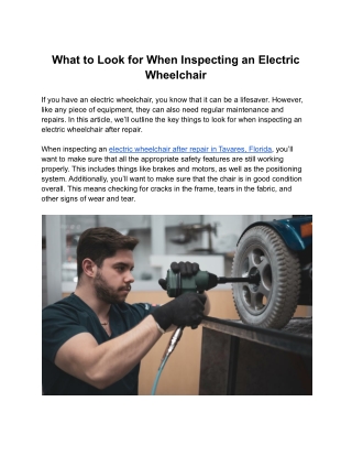 What to Look for When Inspecting an Electric Wheelchair