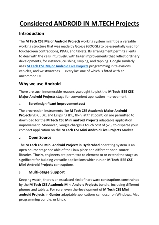 ANDROID IN M.TECH