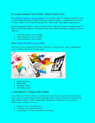 Best Graphic Designing Course in Dubai