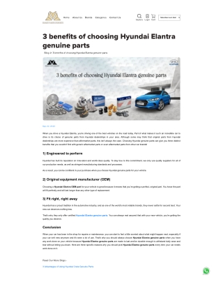 3 benefits of choosing Hyundai Elantra genuine parts