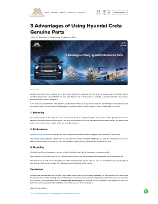 3 Advantages of Using Hyundai Creta Genuine Parts