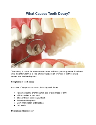 What Causes Tooth Decay