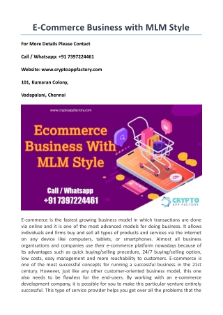 E-Commerce Business with MLM Style