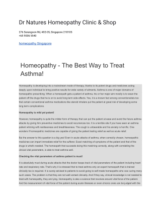 Dr Natures Homeopathy Clinic & Shop