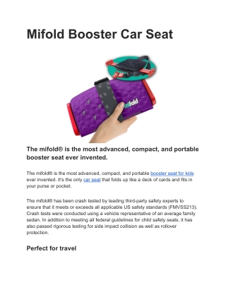 Mifold Booster Car Seat