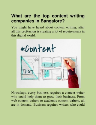 Which are the top content writing companies in Bangalore