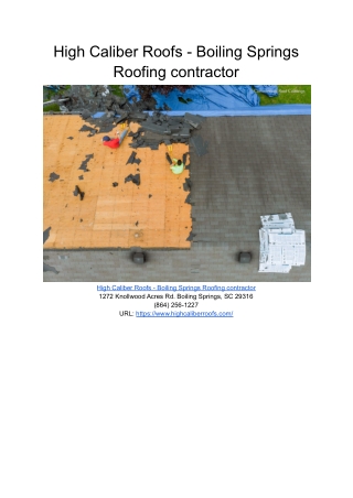 High Caliber Roofs - Boiling Springs Roofing contractor
