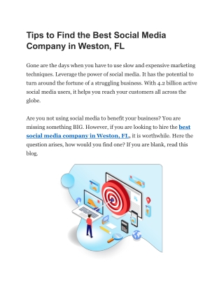 Tips to Find the Best Social Media Company in Weston