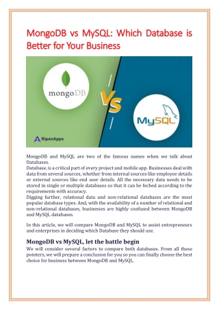 MongoDB vs MySQL Which Database is Better for Your Business