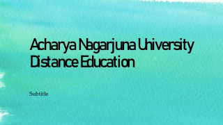 Acharya Nagarjuna University Distance Education