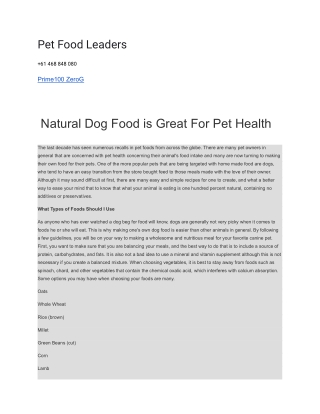 Pet Food Leaders