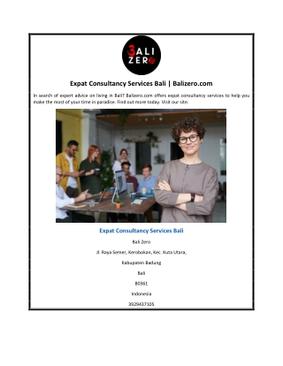 Expat Consultancy Services Bali | Balizero.com