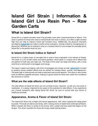 Island Girl Strain - Raw Garden Carts