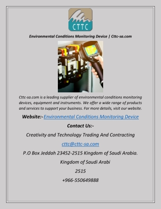 Environmental Conditions Monitoring Device  Cttc-sa