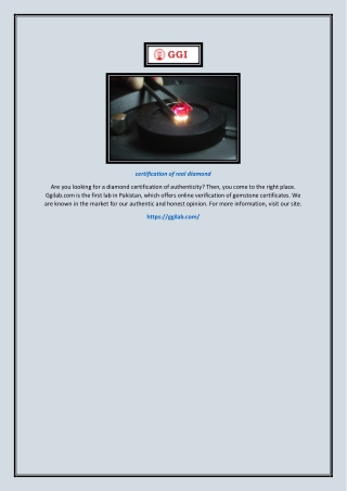 Certification Of Real Diamond | GGI
