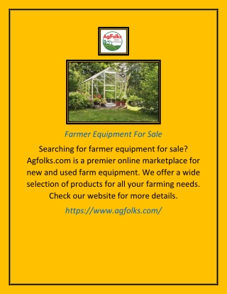 Farmer Equipment For Sale