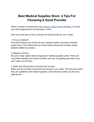 Best Medical Supplies Store: 12 Tips For Choosing A Good Provider