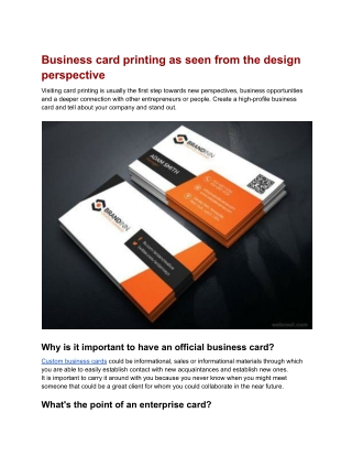 Business card printing as seen from the design perspective