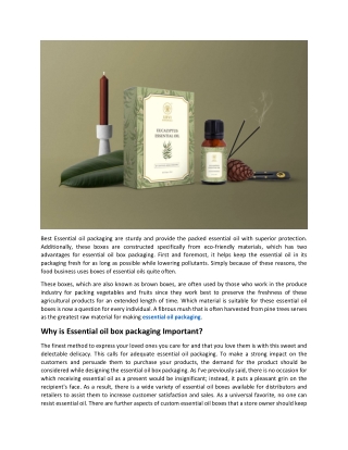 Characteristics of Best Essential oil packaging