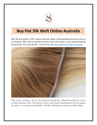 Buy Flat Silk Weft Online Australia  Baciamihairextensions.com