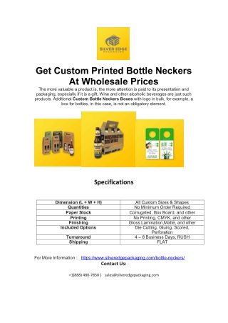 Get Custom Printed Bottle Neckers At Wholesale Prices