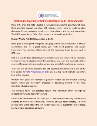 Best Online Program for GRE Preparation in Delhi - Wisdom Mart