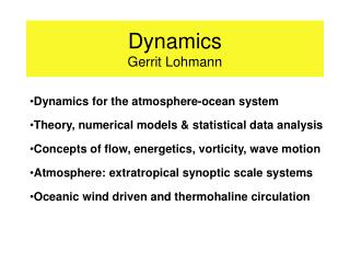 Dynamics Gerrit Lohmann