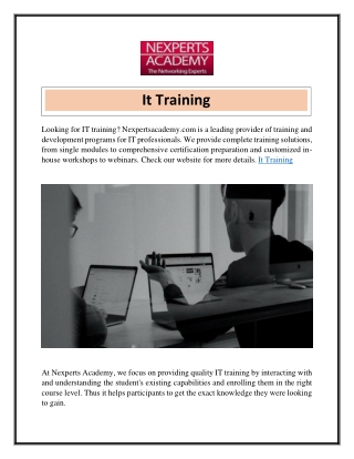 It Training  Nexpertsacademy