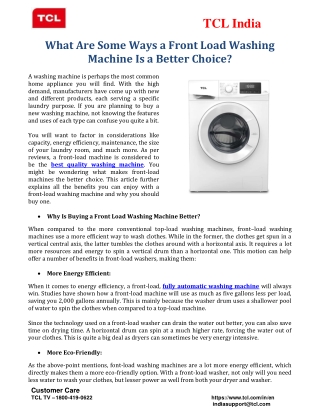 What Are Some Ways a Front Load Washing Machine Is a Better Choice?