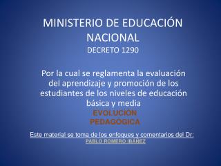 MINISTERIO DE EDUCACIÓN NACIONAL DECRETO 1290