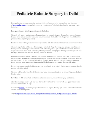 Pediatric Robotic Surgery in Delhi done by Dr. Prashant Jain