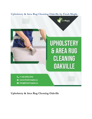 Upholstery & area rug cleaning Oakville