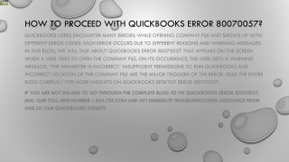 3 Easy steps to resolve QuickBooks error 80070057