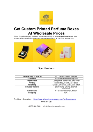Get Custom Printed Perfume Boxes At Wholesale Prices