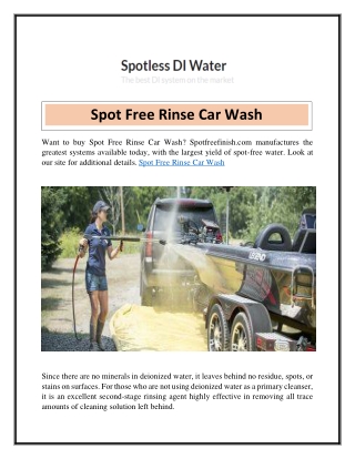 Spot Free Rinse Car Wash  Spotfreefinish