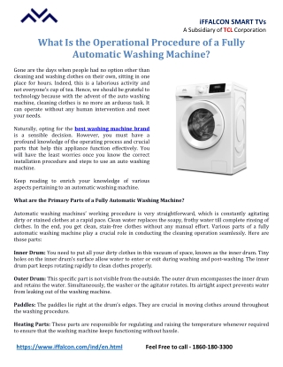 What Is the Operational Procedure of a Fully Automatic Washing Machine?