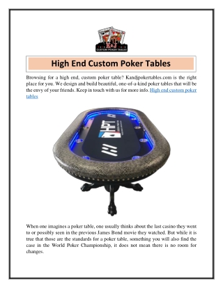 High End Custom Poker Tables  Kandjpokertables