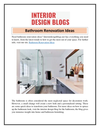 Bathroom Renovation Ideas  Interiordesignblogs.net