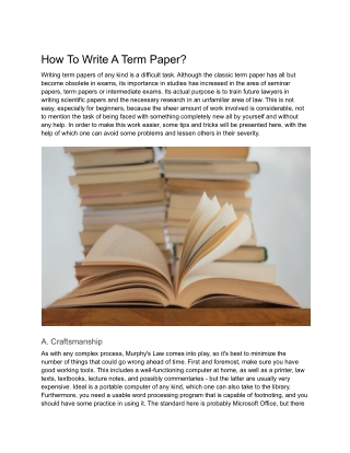 How To Write A Term Paper