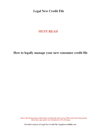 Legal New Credit File-How To Manage Your New Consumer Credit File