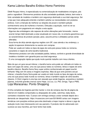 Kama Lúbrico Baralho Erótico Homo Feminino