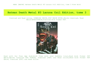READ [EBOOK] Batman Death Metal #3 Lacuna Coil Edition  tome 3 Free Book