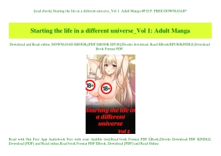 [read ebook] Starting the life in a different universe_Vol 1 Adult Manga #P.D.F. FREE DOWNLOAD^